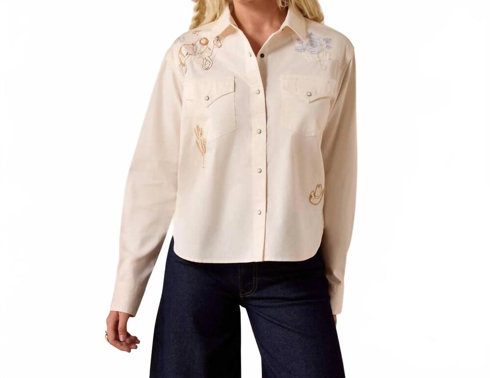 NEW ARIAT ashville embroidered snap shirt in sea salt